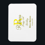 Ímã 15 Feliz Aniversário Amarelo Apelido Monograma Mod<br><div class="desc">design</div>