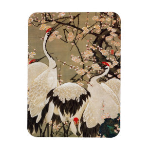 Ímã 15. o 梅花群鶴図, ameixa do 若冲 floresce &