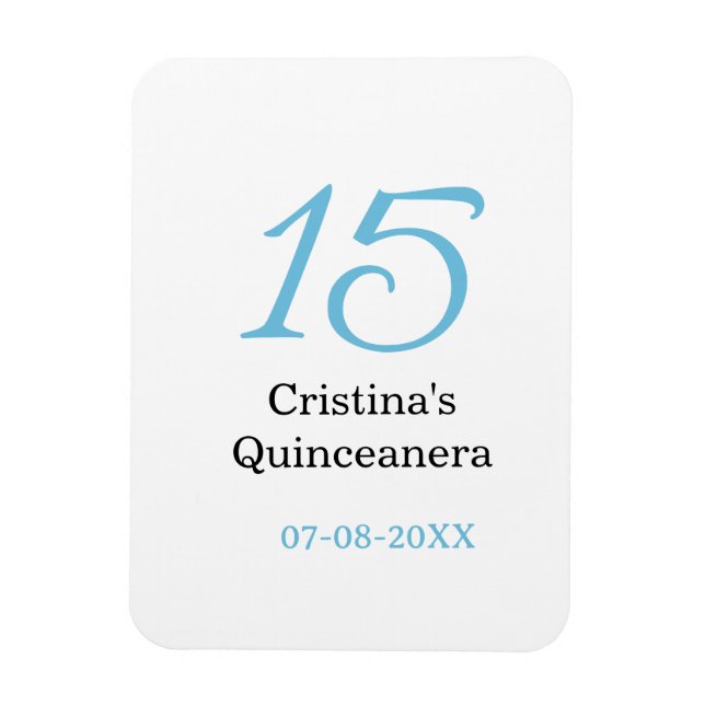 Ímã 15th quinceanera birthday blue black bold letter n (Vertical)