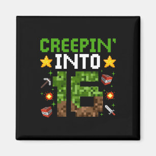 Imã 16º Aniversário Gamer Pixel Creepin" Em 16 Vídeo G