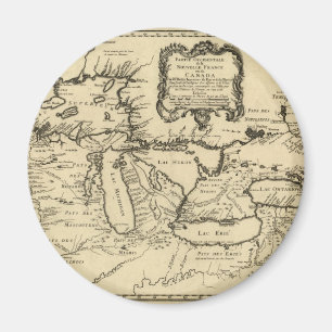 Imã 1755 grandes lagos e mapa novo de France/Canadá