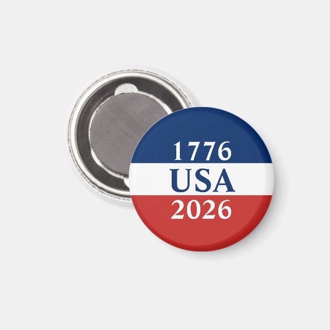 Imã 1776 EUA 2026 Patriótico Vermelho Branco e Azul (Front/Back)