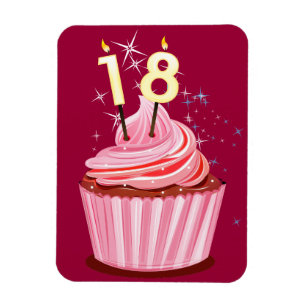 Ímã 18º aniversário - Cupcake rosa