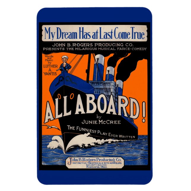 Ímã 1921 All Aboard sheet music impressão (Vertical)