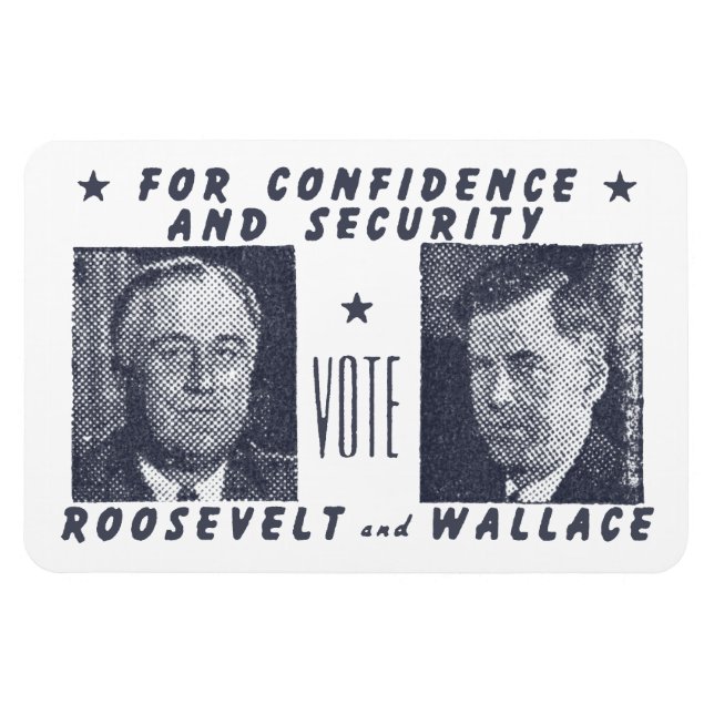 Ímã 1940 Vote Roosevelt + Wallace, cinza (Horizontal)