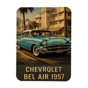 Ímã 1957 Chevrolet Bel Air Clássico Carro Americano Re