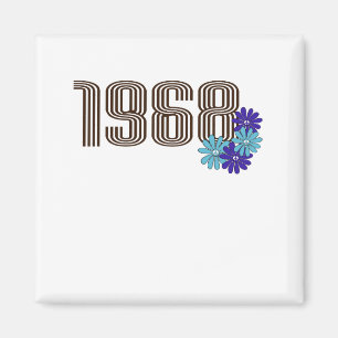 Imã 1968 - Sinal de Paz Hippie Flower Power Aqua Purpl