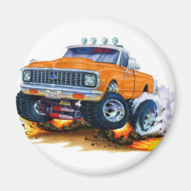 Imã 1970-72 Chevy CK1500 Orange Truck (Frente)