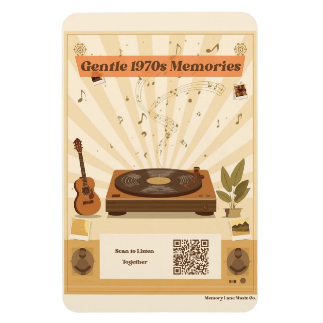 Ímã 1970s Memory Care Music Playlist Magnet Dementia (Vertical)
