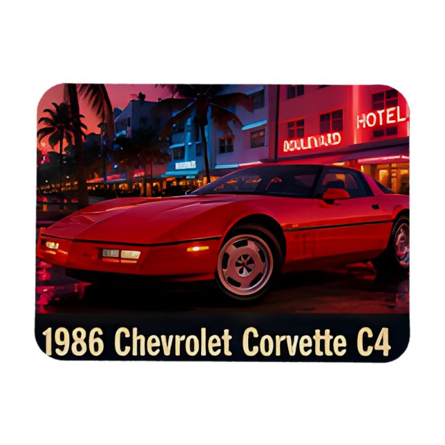 Ímã 1986 Chevrolet Corvette C4 Miami 1980s Retro Ameri (Horizontal)