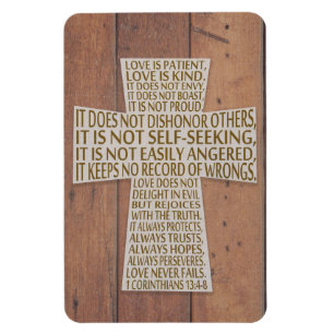 Ímã 1 Corinthians 13 Love Chapter Cross Rustic Wood