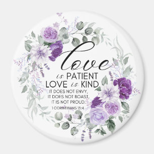 Imã 1 Coríntios 13:4 Amor é Paciente Floral Violeta