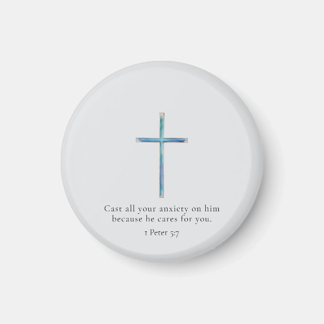 Imã 1 Pedro 5:7 Cruz Minimalista (Frente)