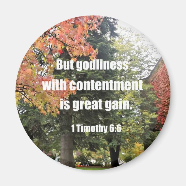 Imã 1 Timothy 6:6 Mas Deus com contentamento é (Frente)