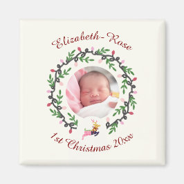 Imã 1st Christmas Deer with Wreath Customize