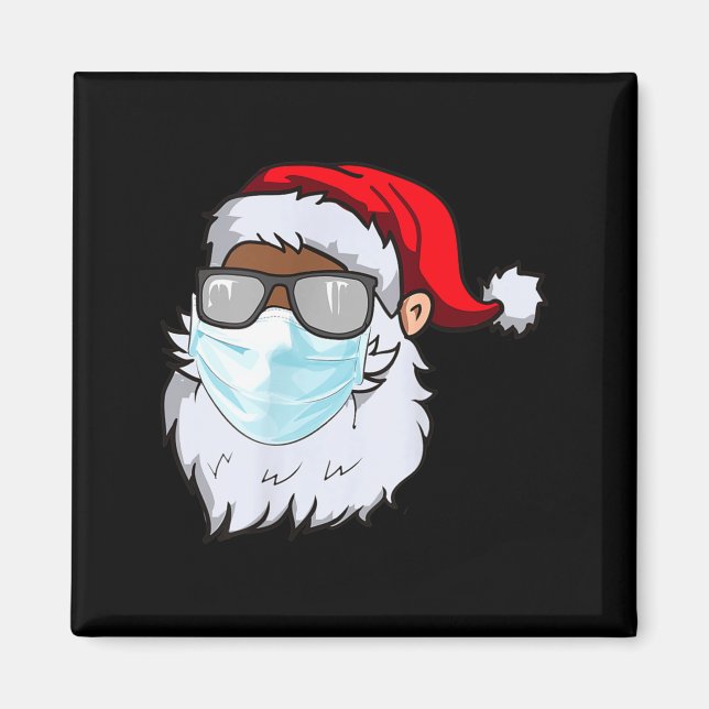 Imã 2020 Papai Noel Com Máscara Facial Preto Afro-Amer (Frente)