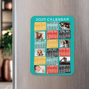 Ímã 2022 Ano Calendário Mensal Colagem de Fotos Moder