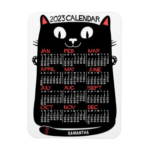 Ímã 2023 Ano de Gato Preto do Século de Médio do Calen