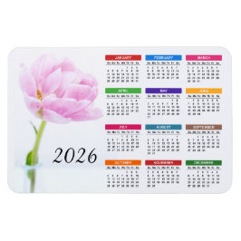 Ímã 2023 Peônia Rosa Linda | Calendário Floral