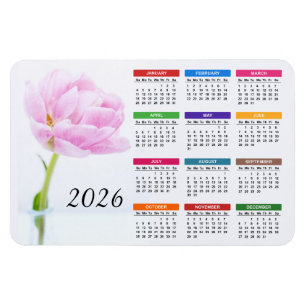 Ímã 2023 Peônia Rosa Linda   Calendário Floral