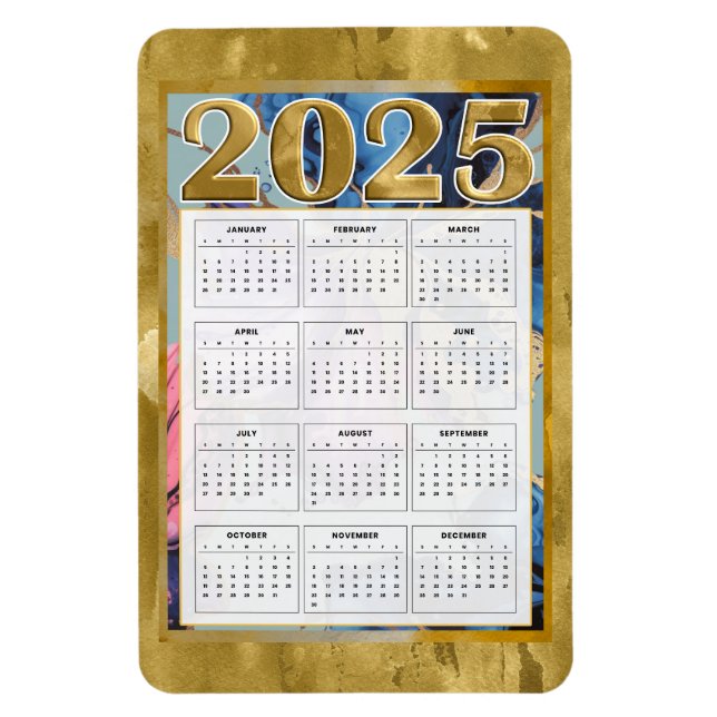 Ímã 2025 Ano Anterior Calendário Ano Novo (Vertical)