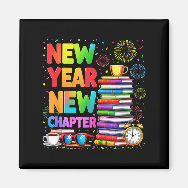 Imã 2026 Bookworm Funny Happy New Year Chapter Book Lo (Frente)