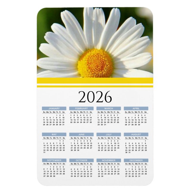Ímã 2026 Bright Shasta Daisy Calendar Magnet (Vertical)