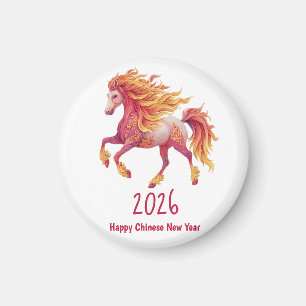 Imã 2026 Cavalo Fogueiro – Feliz Ano Novo Chinês