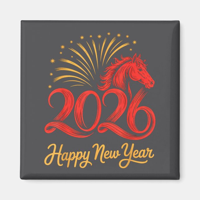 Imã 2026 Chinese Zodiac Horse Year Happy New Year Fire (Frente)