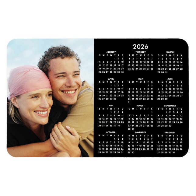 Ímã 2026 Modern Calendar Photo Magnet (Horizontal)
