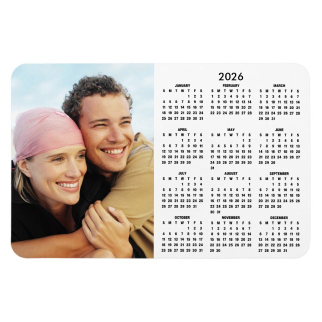 Ímã 2026 Modern Calendar Photo Magnet (Horizontal)