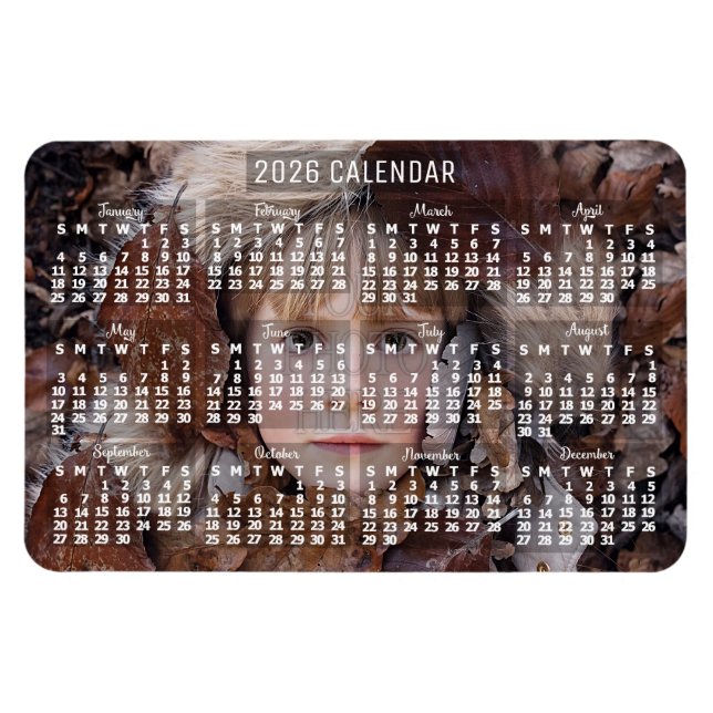 Ímã 2026 Year Monthly Calendar White | Add Photo (Horizontal)