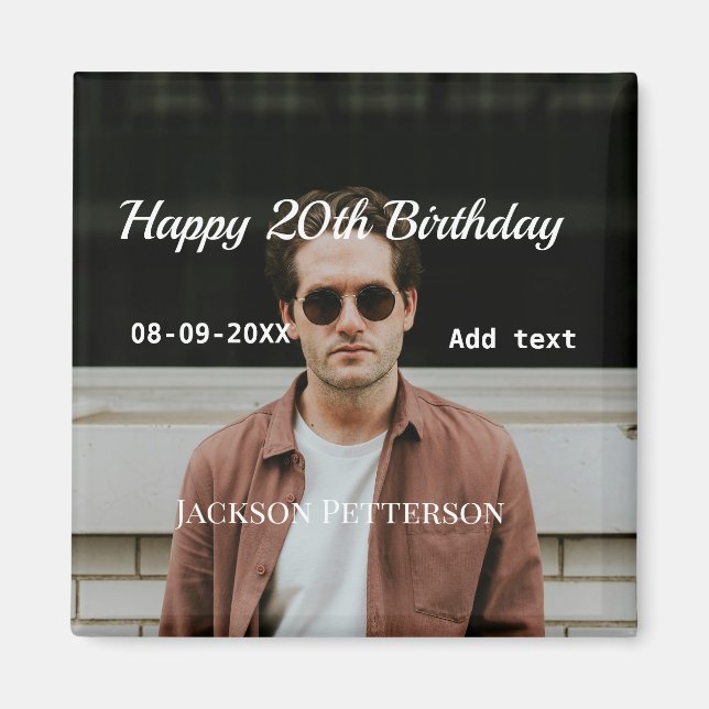 Imã 20 de feliz simples data add name mod (Frente)