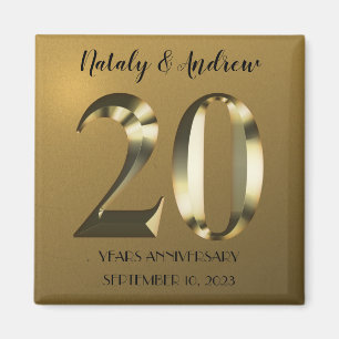 Imã 20 de ouro Metálico Aniversário de Casamento