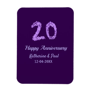 Ímã 20 feliz aniversário adicionar nome do casal data