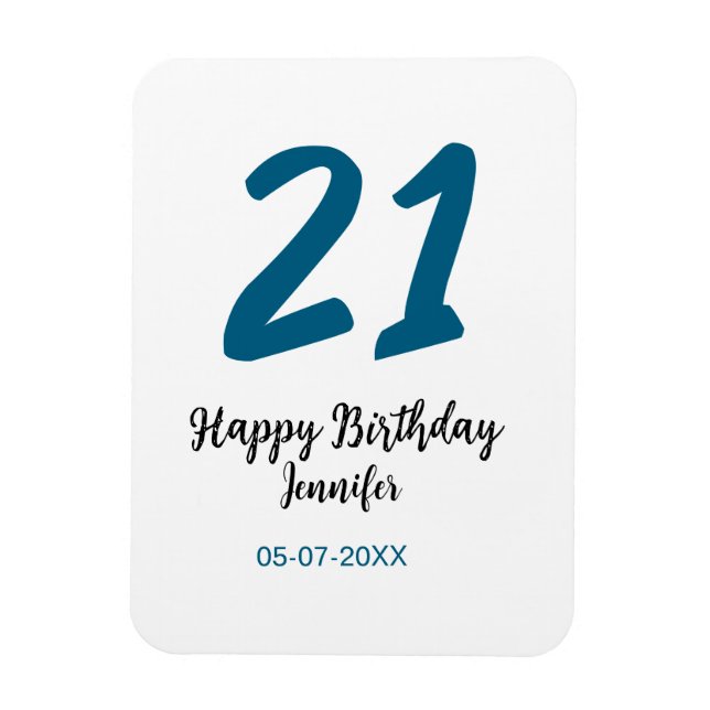 Ímã 21 anos negrito - letra azul simples mínimo (Vertical)