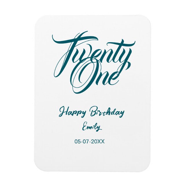 Ímã 21st birthday add name date year blue template thi (Vertical)