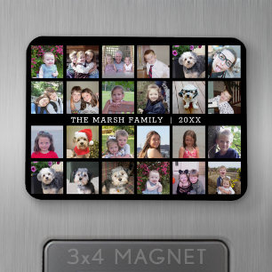 Ímã 24 Colagem de Fotos com Nome da Família Data - pre