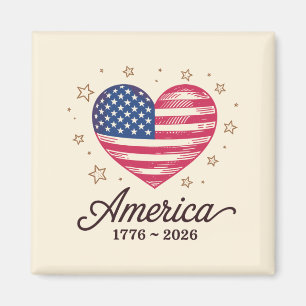 Imã 250 Anos Bandeira Coração 1776 2026 250º 4 De Julh