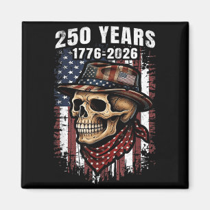 Imã 250 Anos Crânio Esqueleto Patriótico Americano
