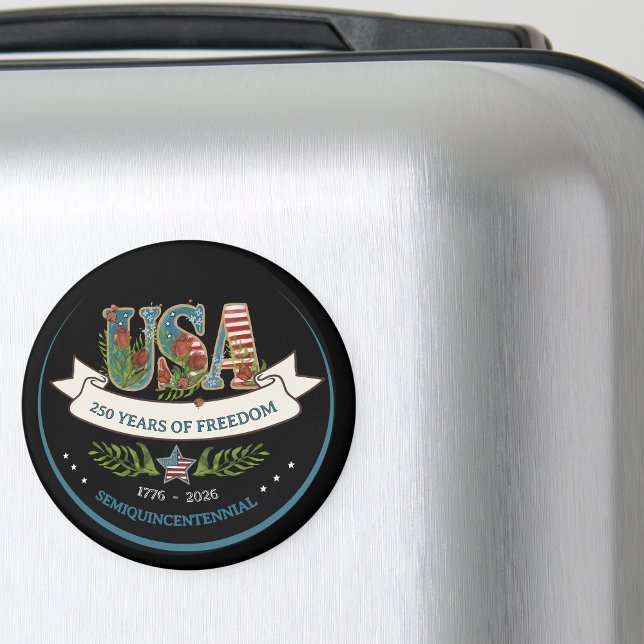 Imã 250 Anos de Liberdade Botânico Patriótico Elegante (250 Years of Freedom Elegant Patriotic Botanical Magnet)