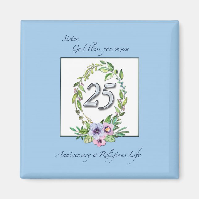 Imã 25 aniversário da Católica Nun Wreath e Silver (Frente)