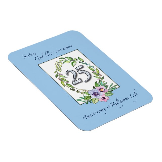 Ímã 25 aniversário da Católica Nun Wreath e Silver (Lado Direito)