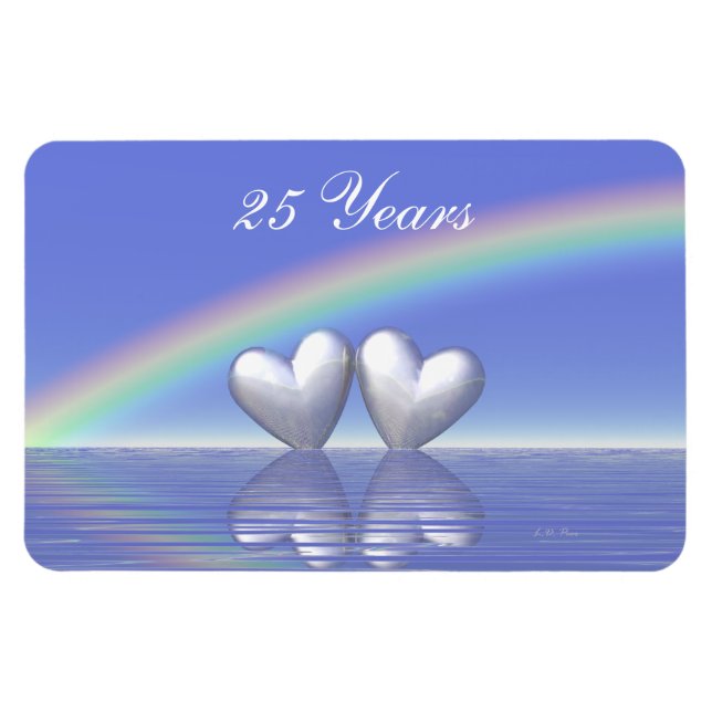 Ímã 25 Anniversário do Silver Hearts (Horizontal)