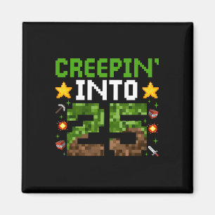 Imã 25 Birthday Gamer Pixel Creepin" Em 25 Vídeo G