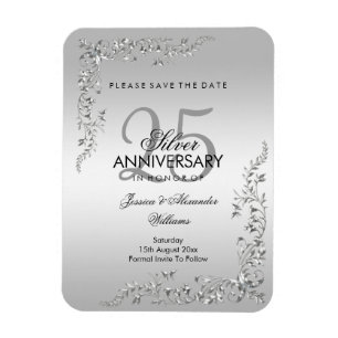 Ímã 25 de Casamento Na moda de Decoração de Prata