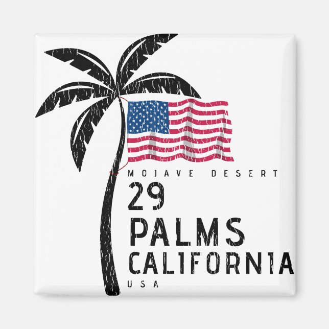 Imã 29 Palms California American Flag Palm Tree (Frente)