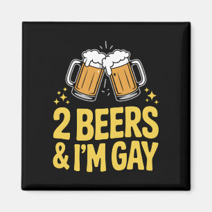 Imã 2 Cervejas & Eu Sou Gay LGBTQ Orgulho Aliado Arco-