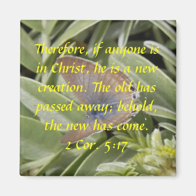 Imã 2 Cor. 5:17 Magneta Butterfly (Frente)