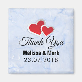 Imã 2 Corações de Papel Vermelhos em Casamento de Márm